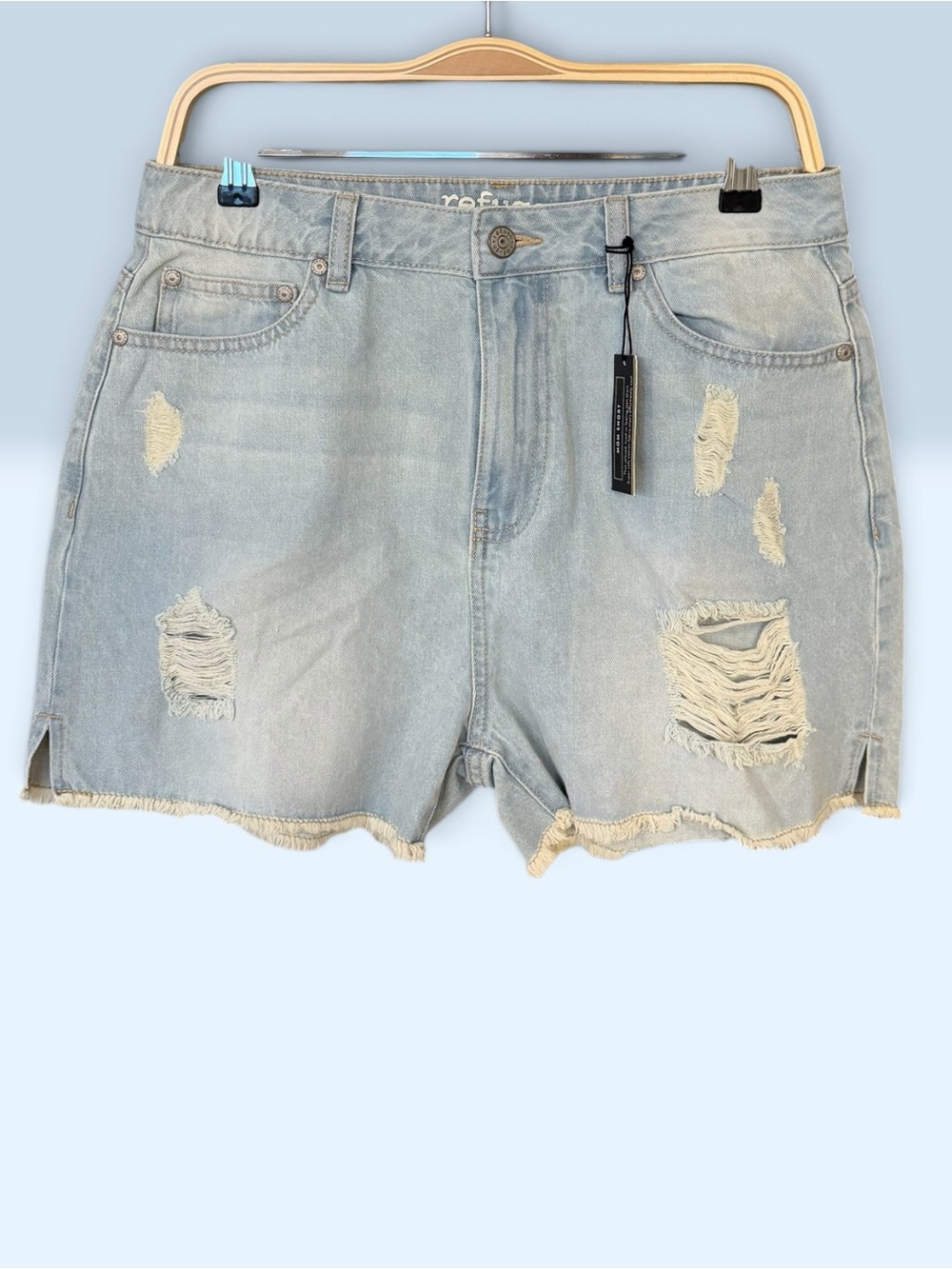 refuge Light Blue Distressed Mom Shorts Denim by charlotte russe Shorts Size 9